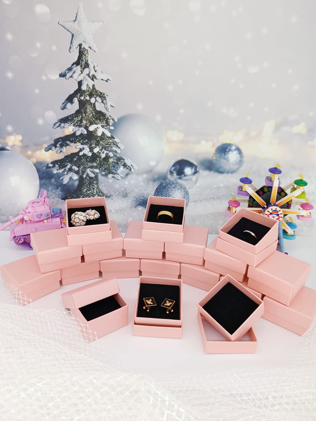 Cevvako Jewelry Gifts Boxes, 30 PCS 2 x 2 x 1.2 inches Gift Box with Lids for Jewellery Pink Earring Gift Boxes for Presents - Image 4