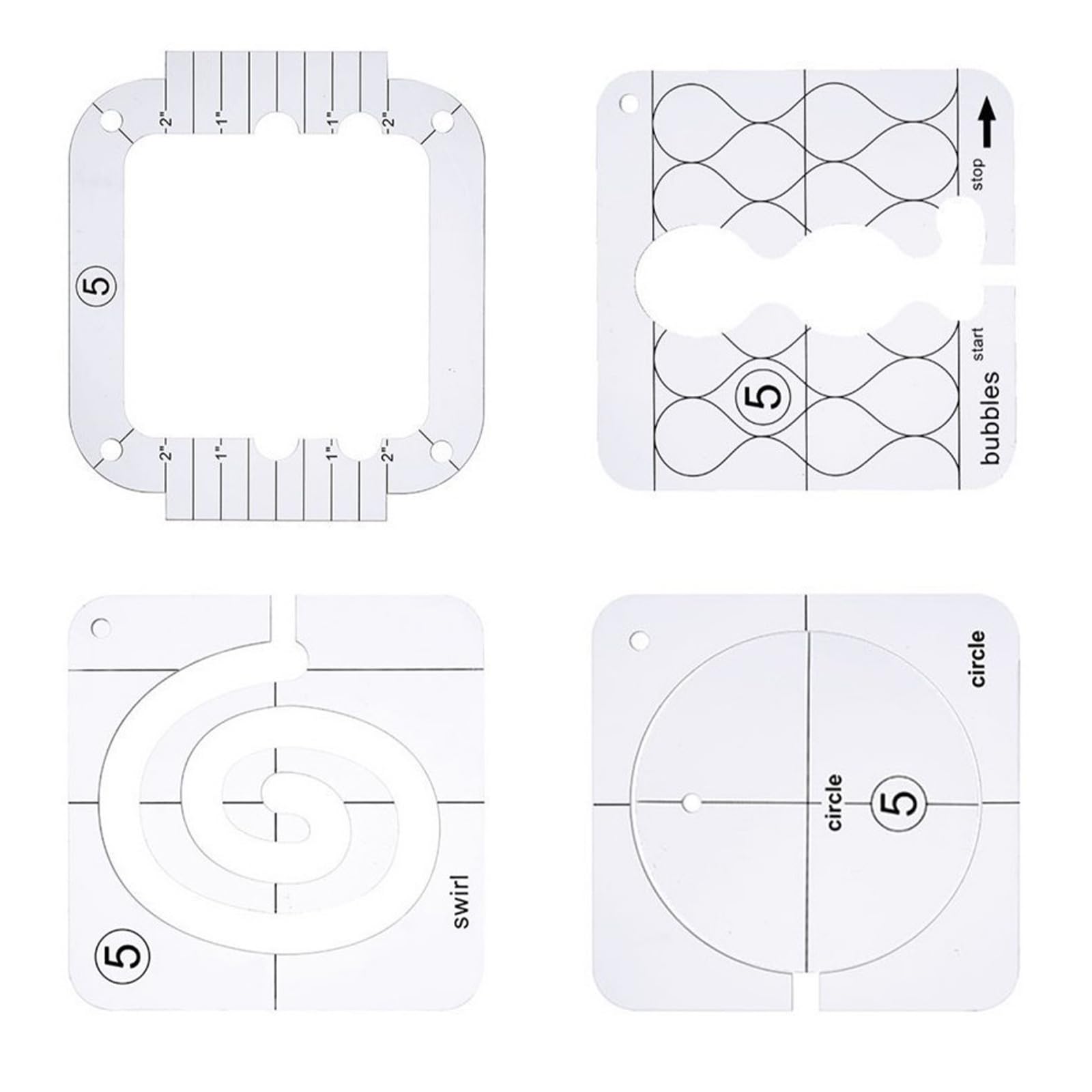 Woedpez C 4Pcs Freemotion Quilting Templates Lear Acryli Ruler Stencils For Sewing Patchwork Tool Ruler Set