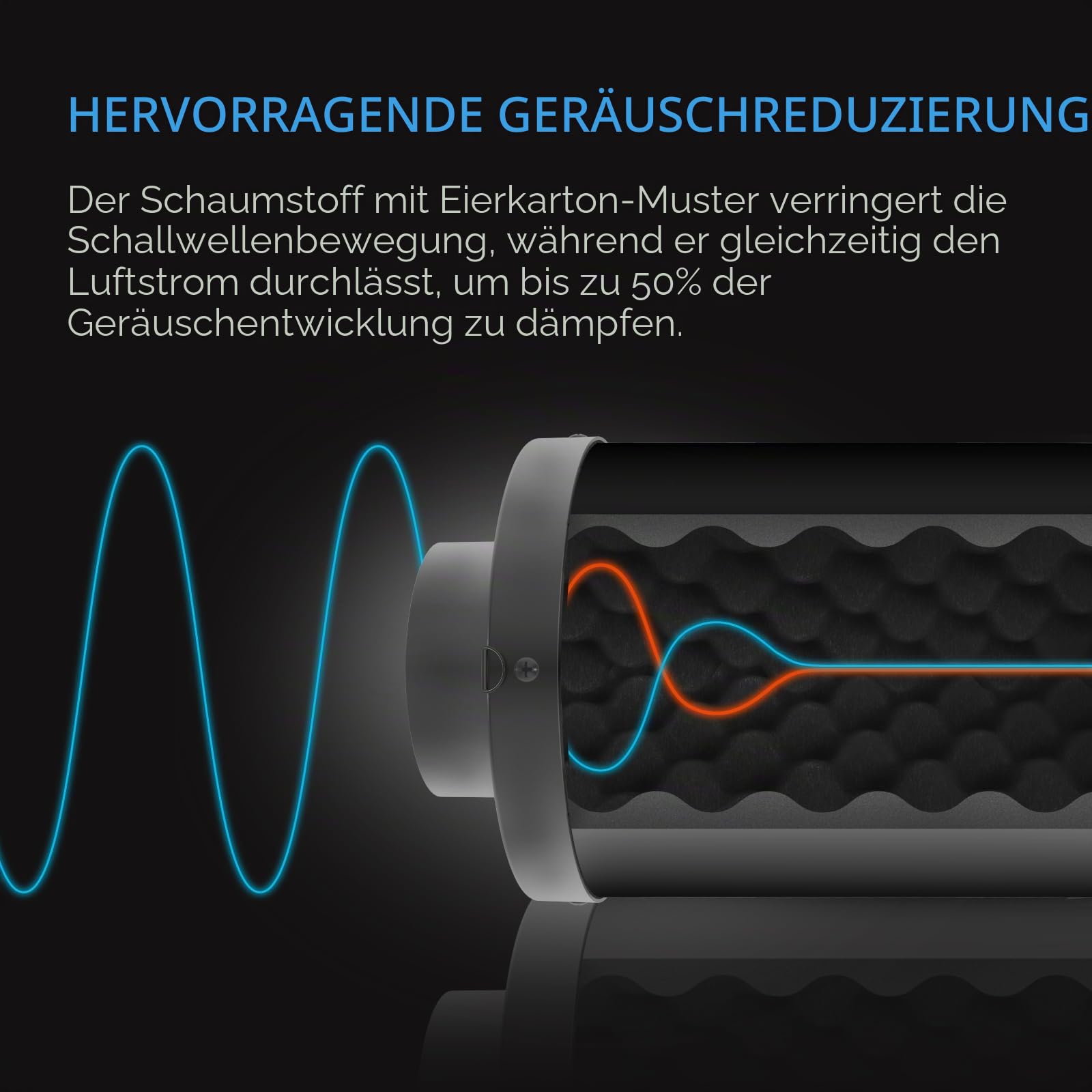 AC Infinity Rohrschalldämpfer 150 mm – für Inline-Lüfter und Lüftungssysteme in Growzelten und Hydrokultur-Anlagen