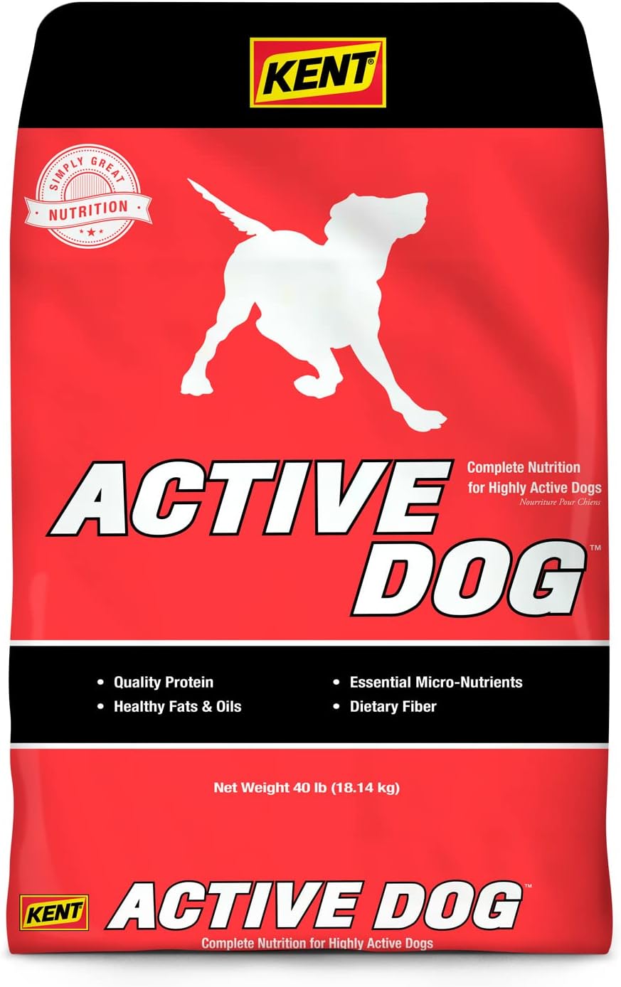 KENT Active Dog Food Proteins and Essential Ingredients for Active Dogs|Skin & Coat Support| 40 Pound Bag|Made in The USA