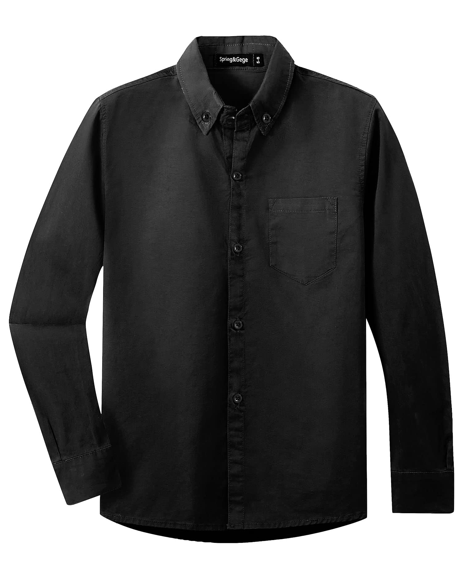 Spring&Gege Camisa de manga larga con botones de sarga tejida para niños