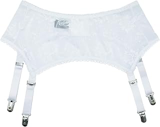 Luxallacki Women\'s Delicate Floral Lace Suspender Belt with 4 Adjustable Straps & Metal Clips