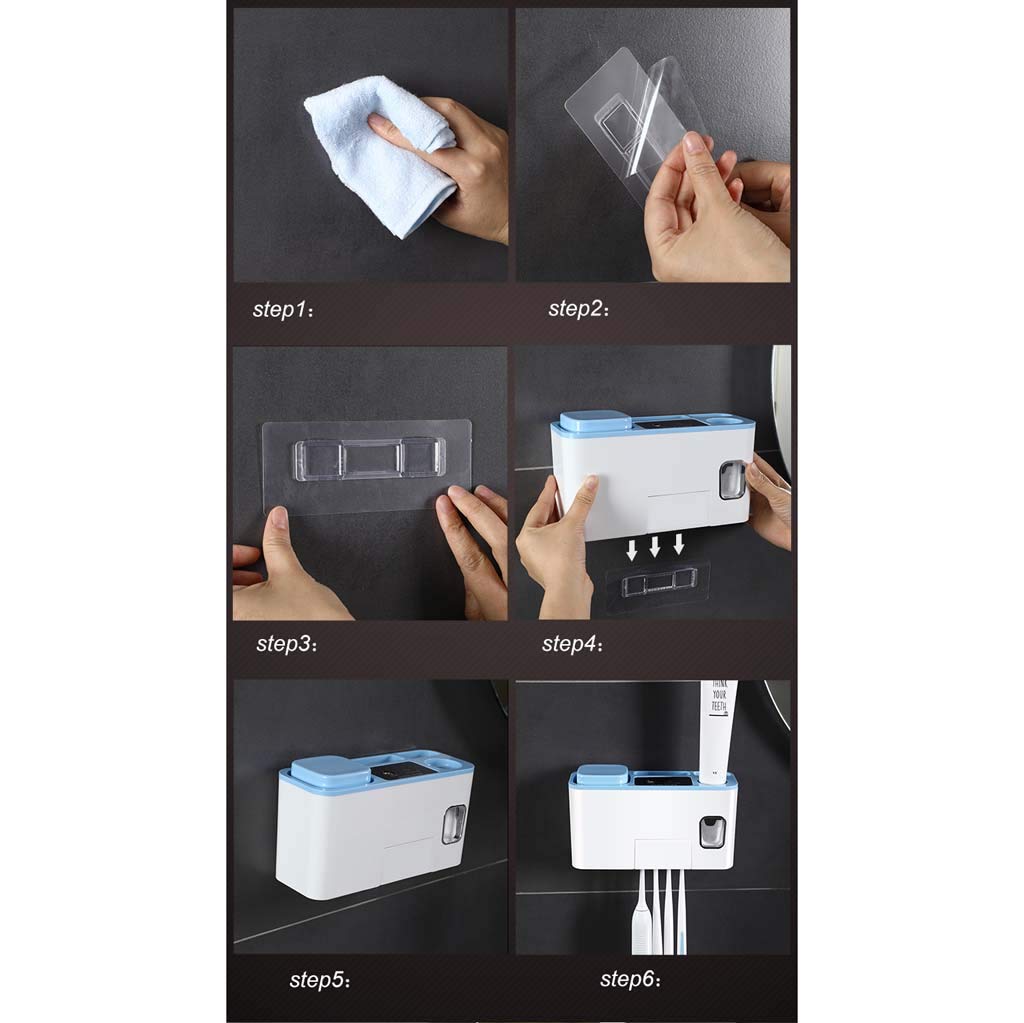 TJH Esterilizador de Cepillo de Dientes UV, Caja de Almacenamiento de electrodomésticos de Pared, Estante de Copa de Cepillo de Dientes, Almacenamiento ordenado -Sin Enchufe