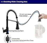 Vista 12 de Kitchen Sink Faucet with Pull Down Sprayer,Brushed Nickel Kitchen Faucet Spring Gooseneck Faucet Pull Out,Single Handle High Arc Kitchen Sink Faucet