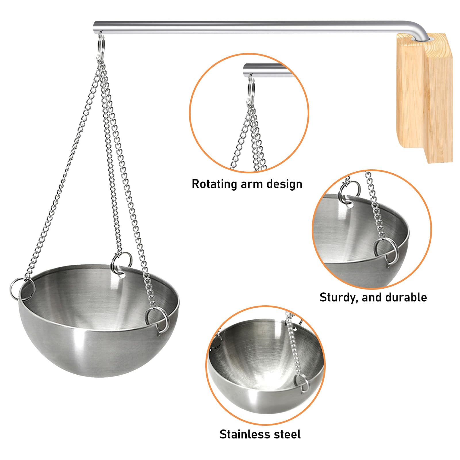 Bordeag Bol D'arôme Sauna 12cm Acier Inoxydable Huile Essentielle Accessoire Sauna Spa
