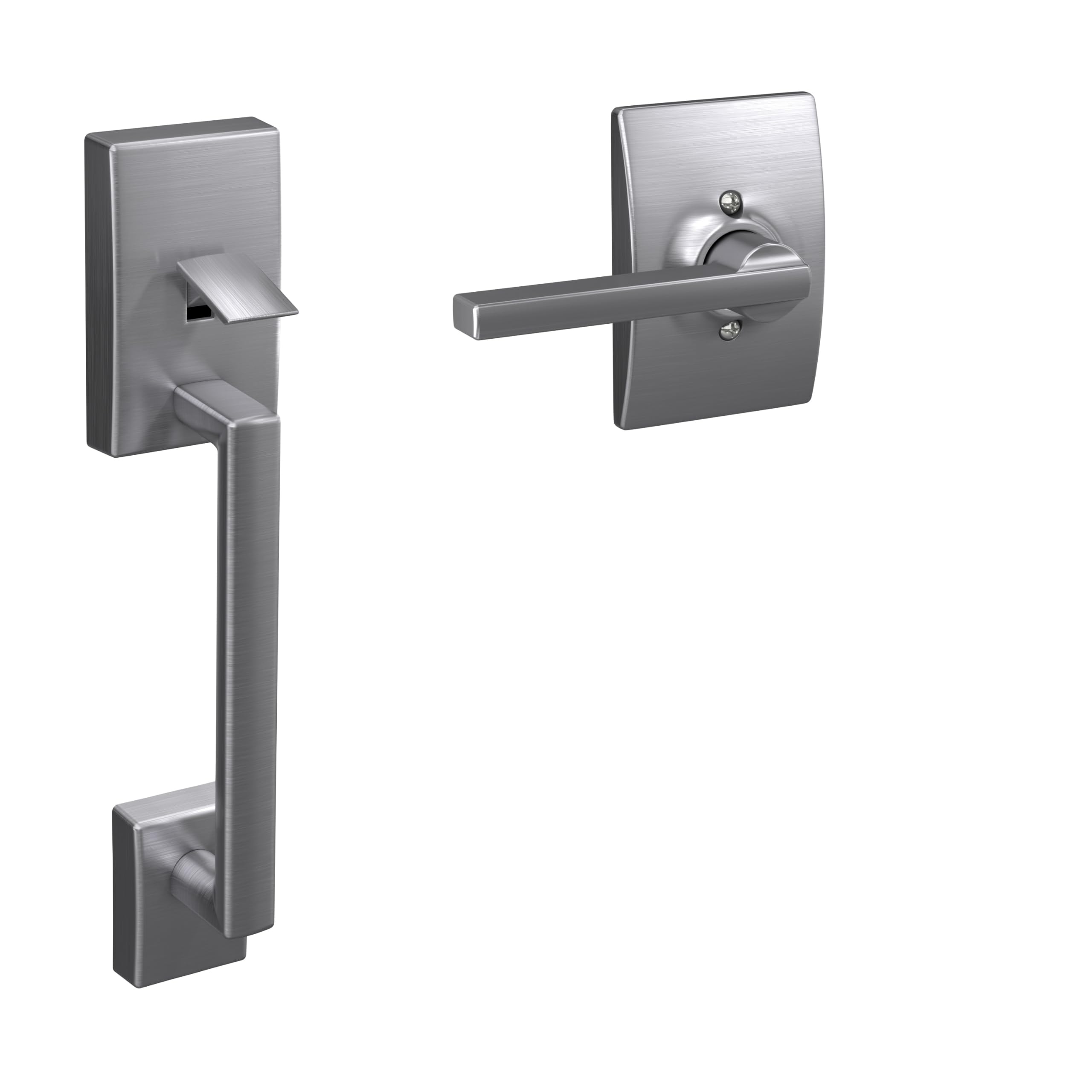 SCHLAGE Century Lower Half Entry Handleset, Latitude Lever, Satin Chrome
