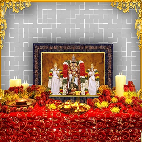 Image of Hawai Lord Venkateshwara Tirupati Balaji Lakshmi Photo Frame, Size-8.5x7inch | Engineered Wood Wall Hanging Home Decor Religious Frame | SFDI291BLKFRM