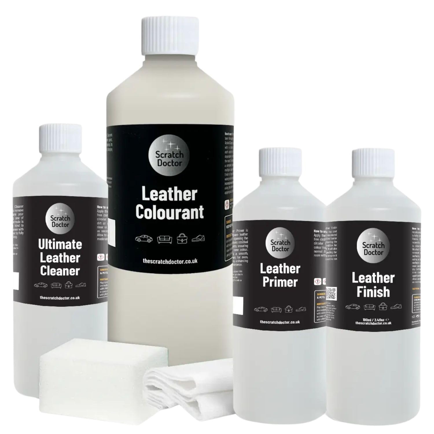 The Scratch Doctor Leather Recolouring Kit for Furniture & Car Seats | Clean, Dye & Protect | Includes Cleaner, Primer, Dye & Sealant (Dark Grey, 1000ml) — view 9