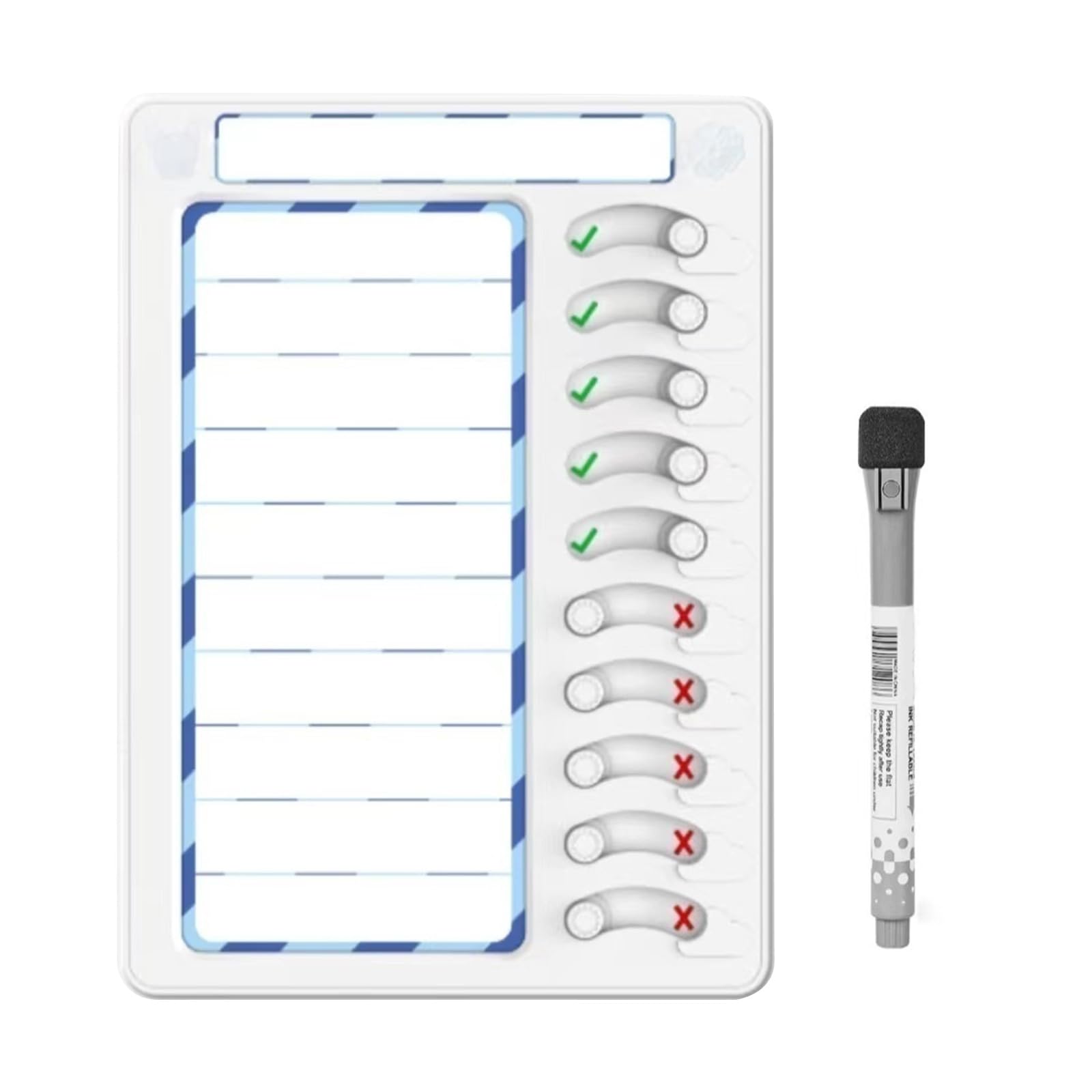 Ngcg Blue Chore Chart Erasable To Do List Planning Board Sliding Routine Chart Adhd Tools And Visual Schedules For Kids And Adults