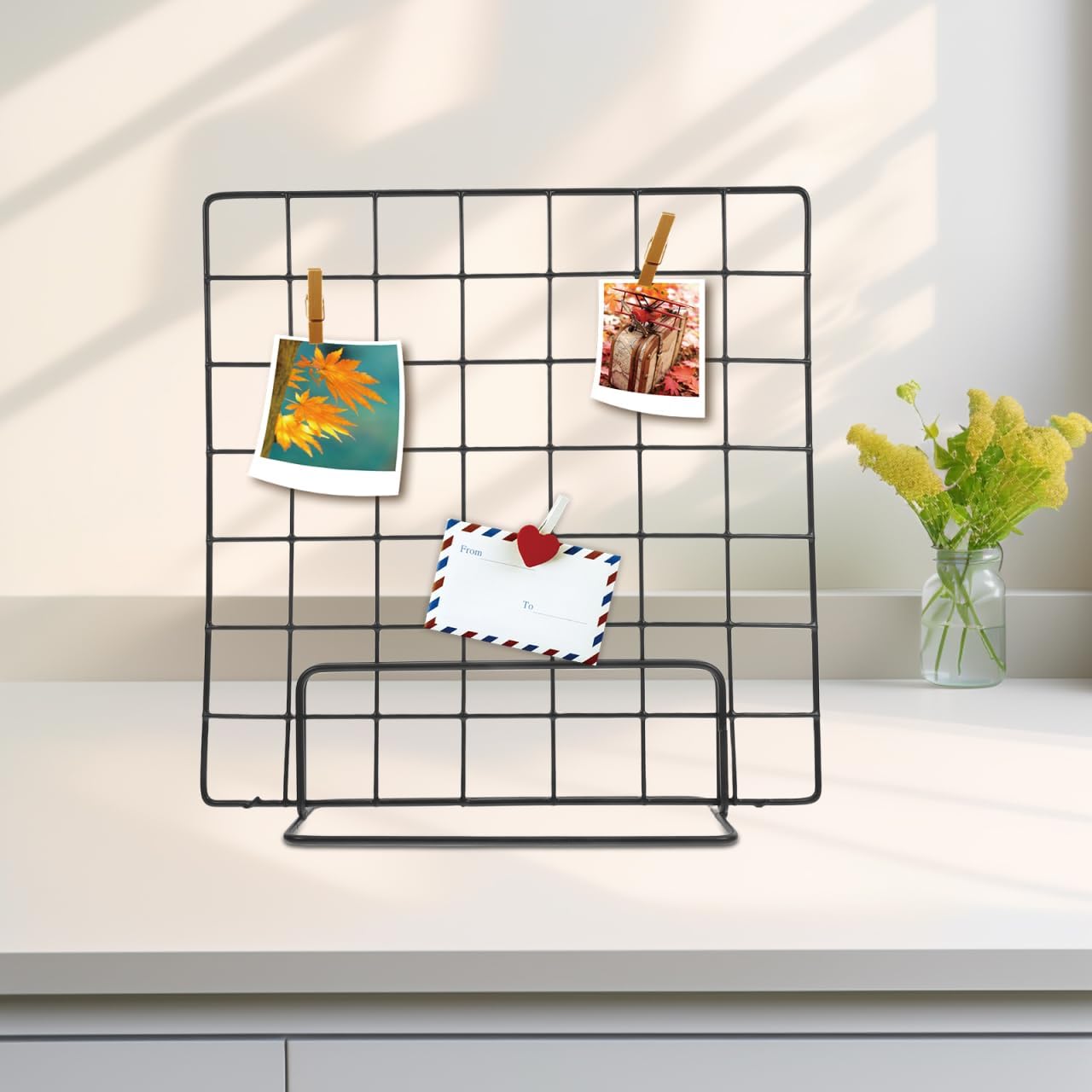 Ciieeo 2pcs Multifunctional Iron Wire Grid Display Rack Tabletop Photo Organizer for Artwork Market Stalls Easy Assembly Portable Desktop Stand Sleek Design for Craft Shows