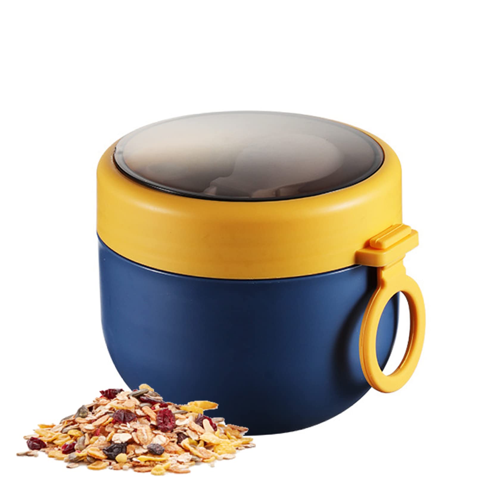 VONGLYHOO Soup Thermos Wide Mouth Insulated Food Jar Leak Proof Hot and Cold Thermos Bowl Oat Container for Kid Adult 600ml Blue Oats Containers Overnight Oats Jars Soup Bowl