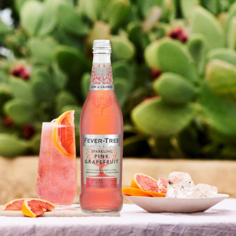 FEVER-TREE - 8 Bouteilles de 500 ml de soda GRAPEFRUIT-boisson pétillante aux notes fruitées élaborée à base d'eau de source et de jus de pamplemousse- Pour des cocktails d'exception