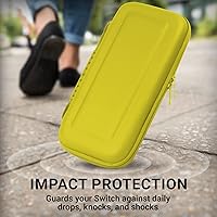 Vista 5 de Orzly Carrying Case for Nintendo Switch OLED and Switch Console - Yellow Protective Hard Portable Travel case Shell Pouch for Nintendo Switch