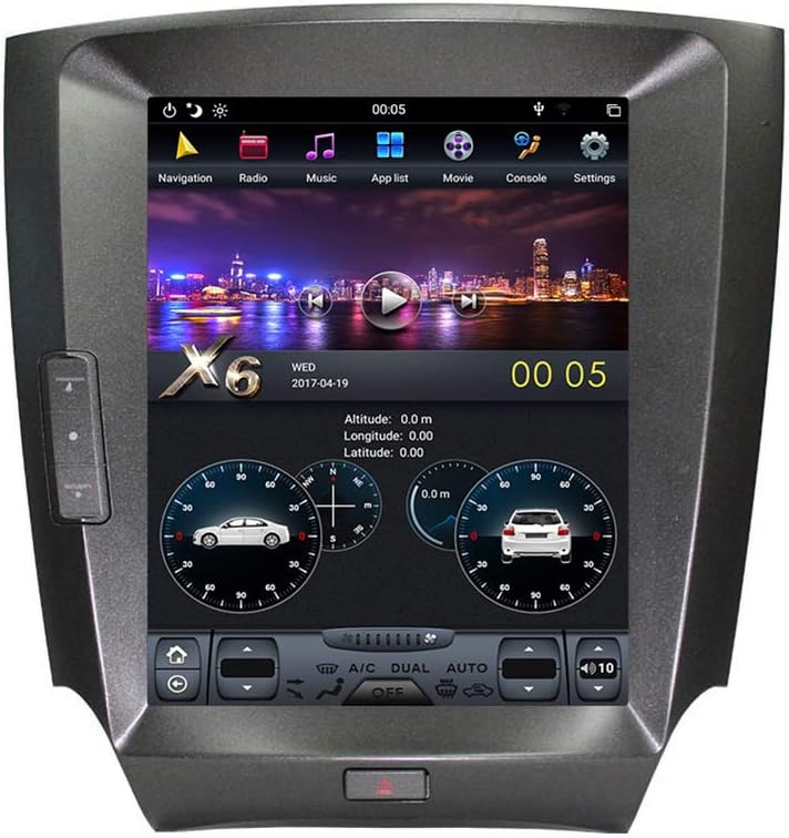 Flyunice 10.4 Inch Android 8.1 IPS Screen Tesla Style 4GB RAM Car Stereo Radio Head Unit for Lexus IS200 IS250 IS300 IS350 2006-2012 Built-in Carplay GPS Navigation Bluetooth Multimedia Player