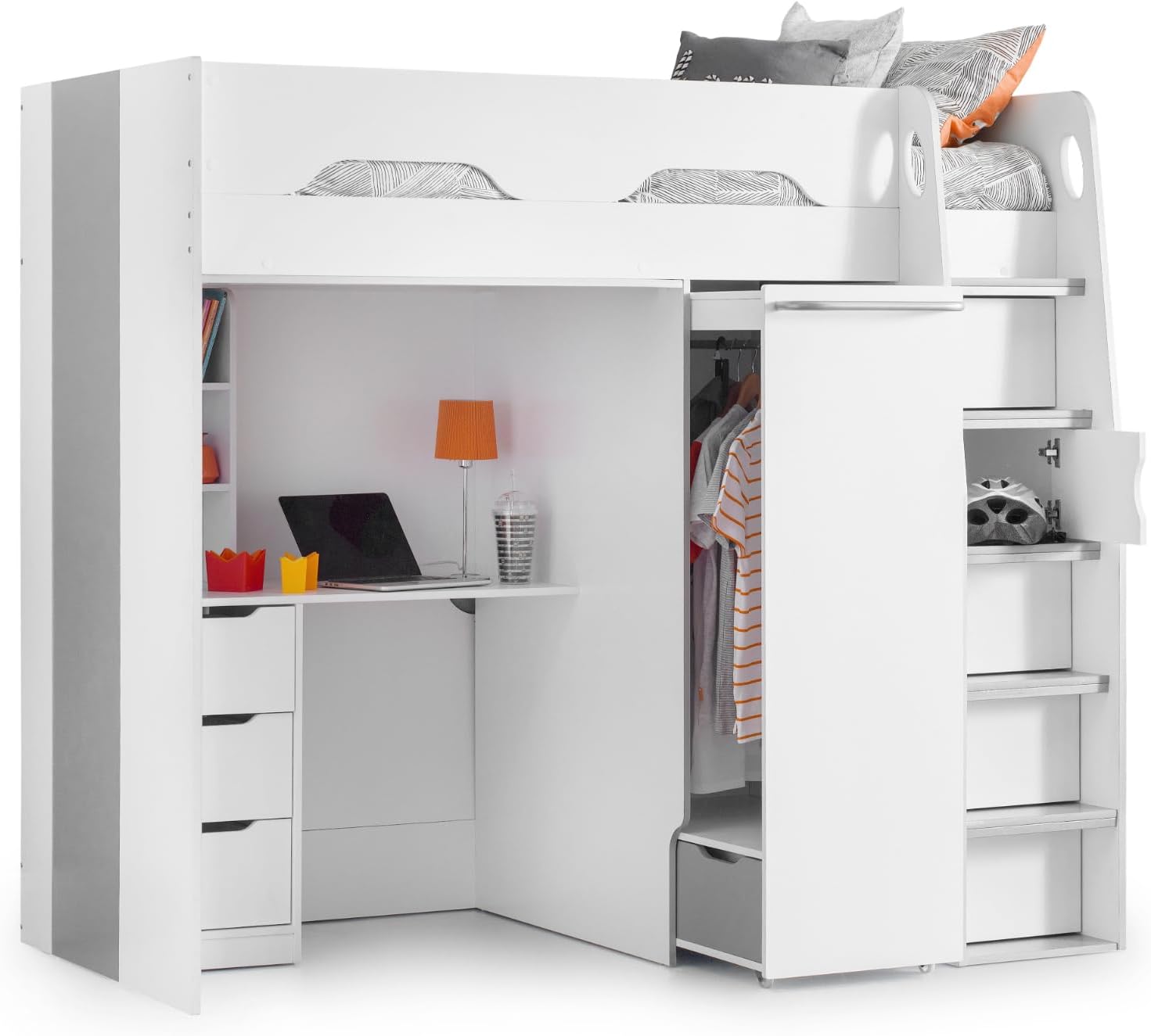 Julian Bowen Pegasus High Sleeper, White, Single