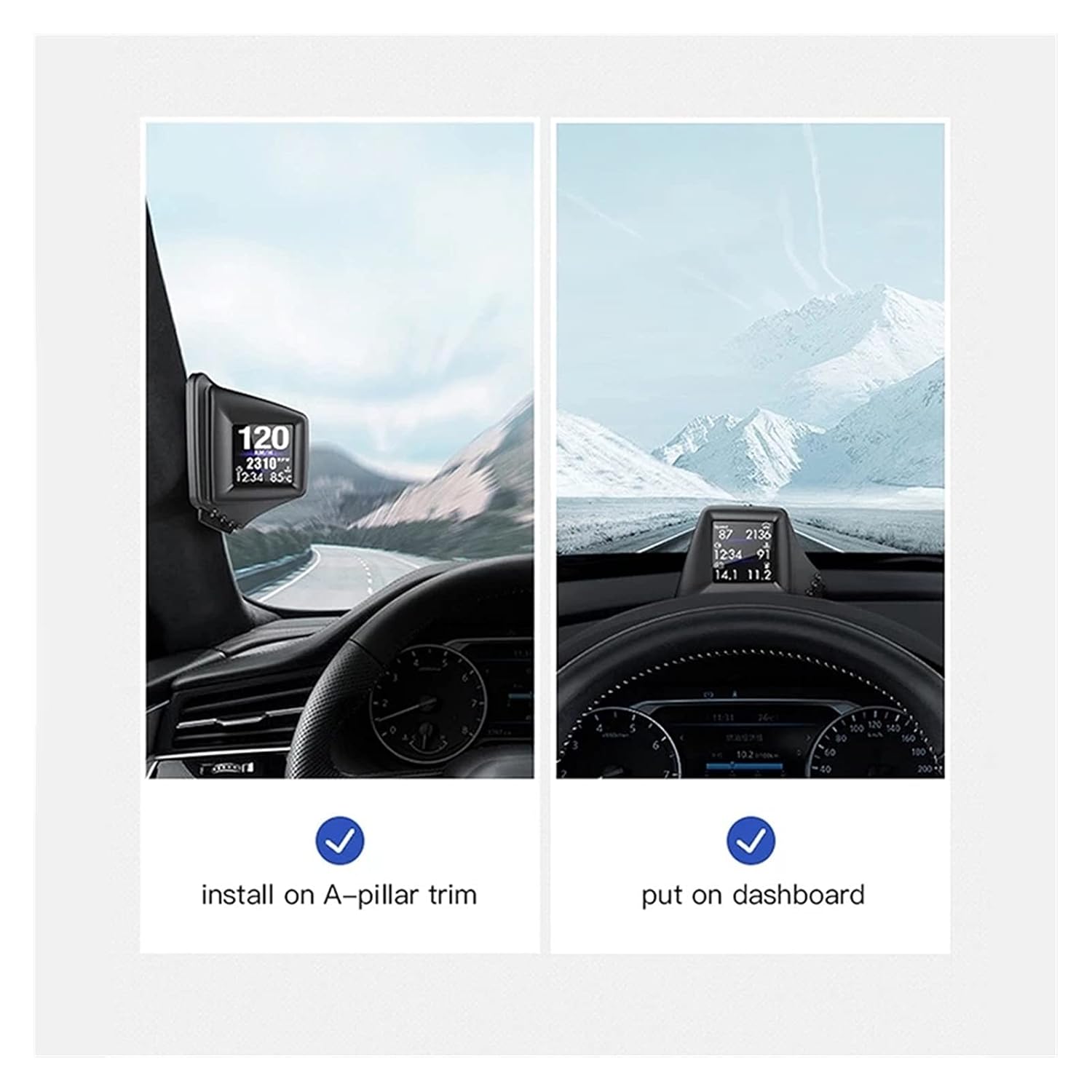 Car Electronics Head-up OBD GPS Display Dual System Car Digital Hud GPS Speedometer 2 Inches LCD Overspeed Alarm Car Speed Projector