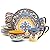 Euro Ceramica Zanzibar Collection 16 Piece Dinnerware Set Kitchen and Dining, Service for 4, Multicolor, Blue and Yellow & Zanzibar Collection Pasta Bowls, Set of 4, Multicolor Blue