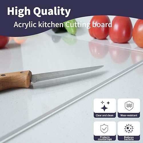 Miniatura 3 de Master Rose Tabla de cortar acrílica para cocina con borde de borde acrílico transparente