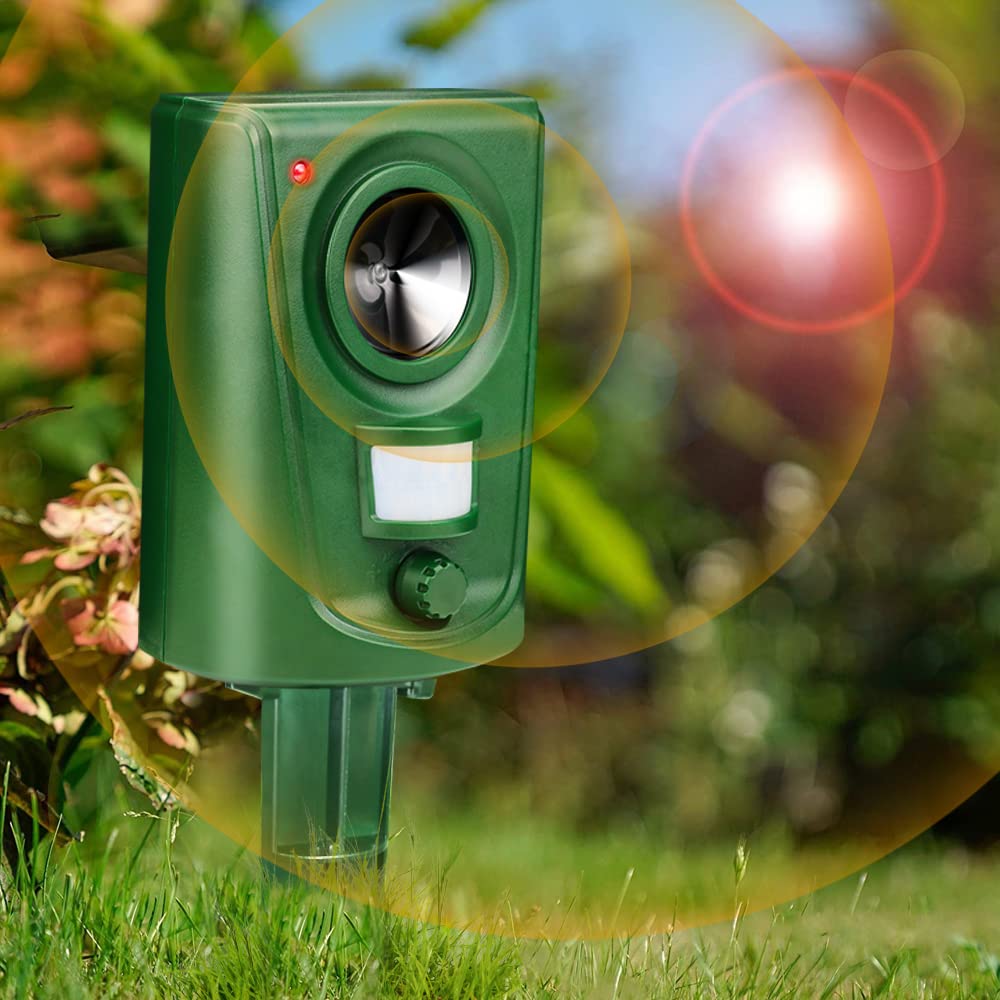 Tisaika Cat Deterrent Ultrasonic Cat Scarer Battery Operated Fox Repellent for Gardens Waterproof Animal Repeller with Adjustable Sensitivity Motion Sensor Outdoor for Squirrel Deer Dog and More