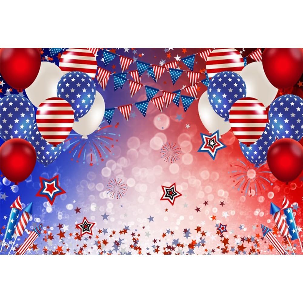 OFILA American 4th of July Backdrop 12x8ft Fabric Independence Day Party Decor American Patriotic Party Flag Day Memorial Day Decoration Veterans