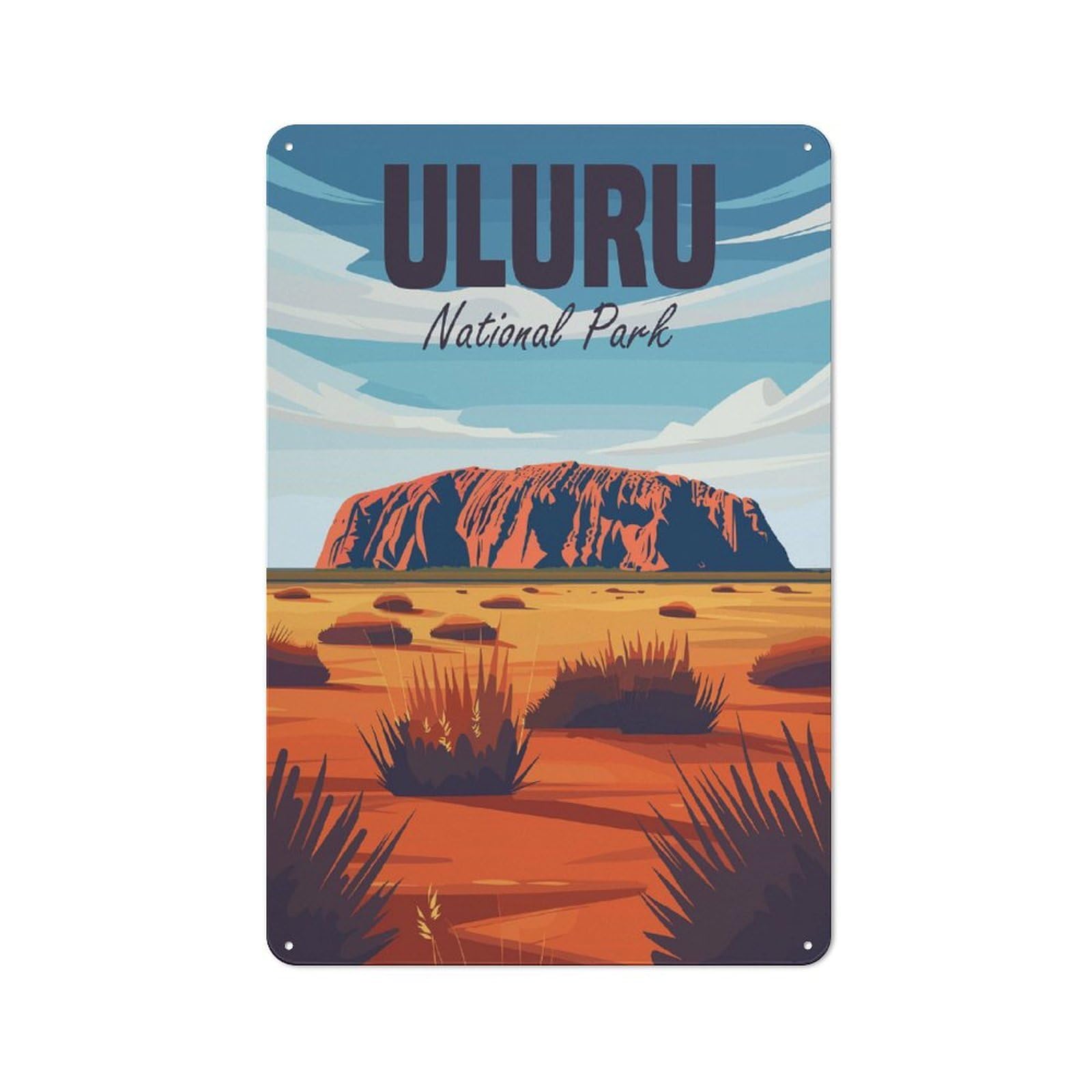 Junmoney Uluru National Park Garden Room Metal Sign With Design 30X20cm, Rustic Porch Wall Decor For Patio Bar, Workshop, Shed Or Kitchen