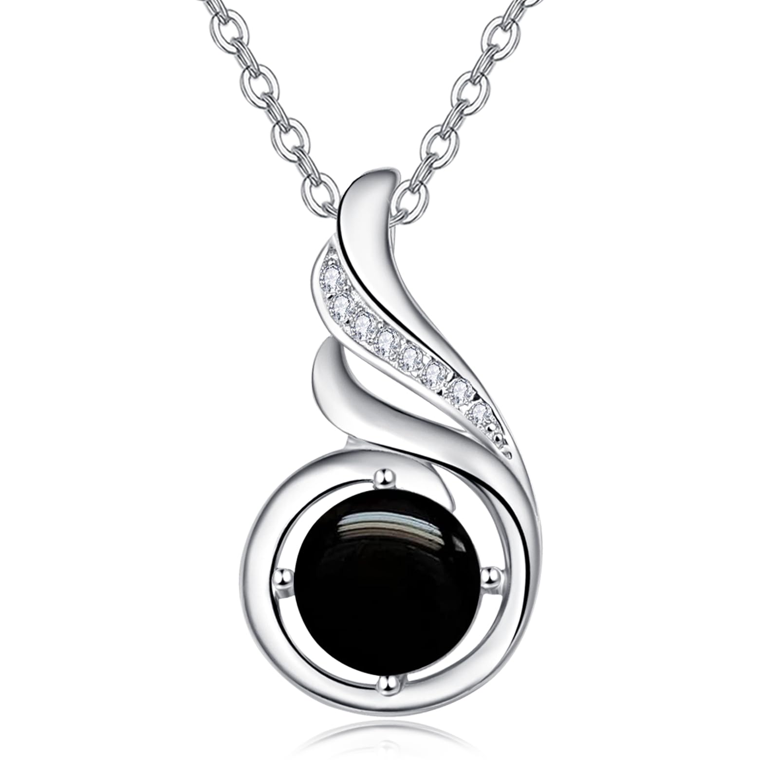 TANGPOET Edelstein Anhänger Kette für Damen Frauen Silber 925 Rundstein Tränen Halskette Schmuck Geschenke für Geburtstag Muttertag Weihnachten Abschluss Jahrestag