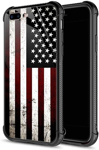 Miniatura 15 de Funda compatible con iPhone 7P/8P, Forest Silhouettes Constellation, parte trasera de vidrio templado + funda protectora de TPU de silicona suave