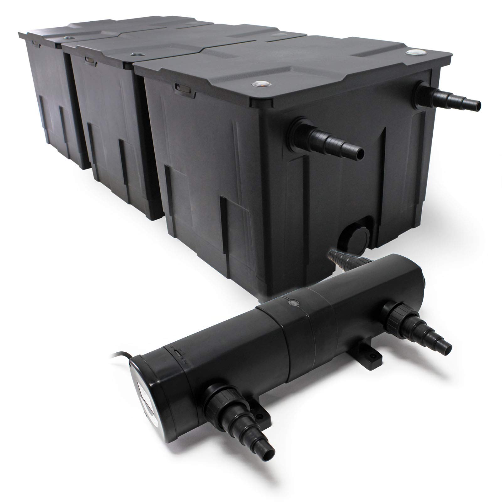 Wiltec Komplettset: CBF-350C Teichfilter bis 90000 L Teichfilteranlage als Durchlauffilter, CUV-218 Teichklärer UVC Klärer mit 18 Watt UV-C Leistung
