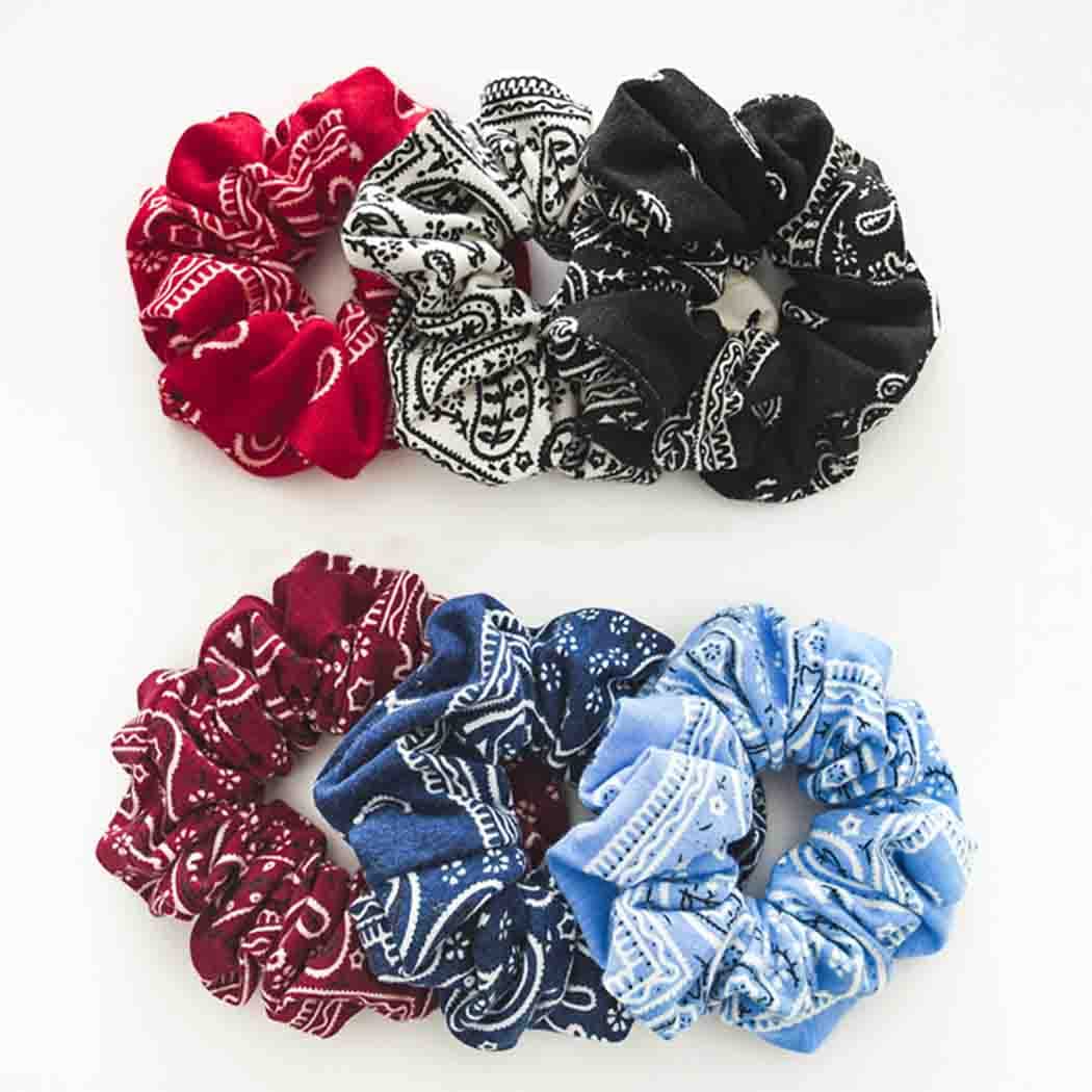 Outyua Vintage Hair Scrunchies Elastic Bands Ponytail Ties Fashion Rope Accessories for Women and Girls 6Pcs (Vintage)