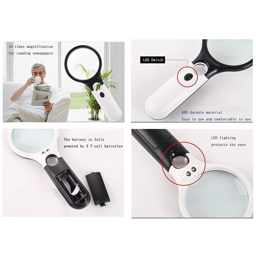 Magnifyiglasses Lenti d'Ingrandimento Readiled Magnifyiglass Portatile con Luce Magnifyiglass ad Alta Potenza con distorsione della Luce Lightimagnifyiglass per