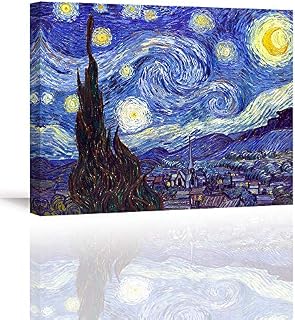 Starry Night by Van Gogh Famous Oil Paintings Reproduction PIY Modern Artwork Abstract Landscape Canvas picture ready hanging Décor arts for Room Bedroom birthday Gift Christmas New year 30x40cm