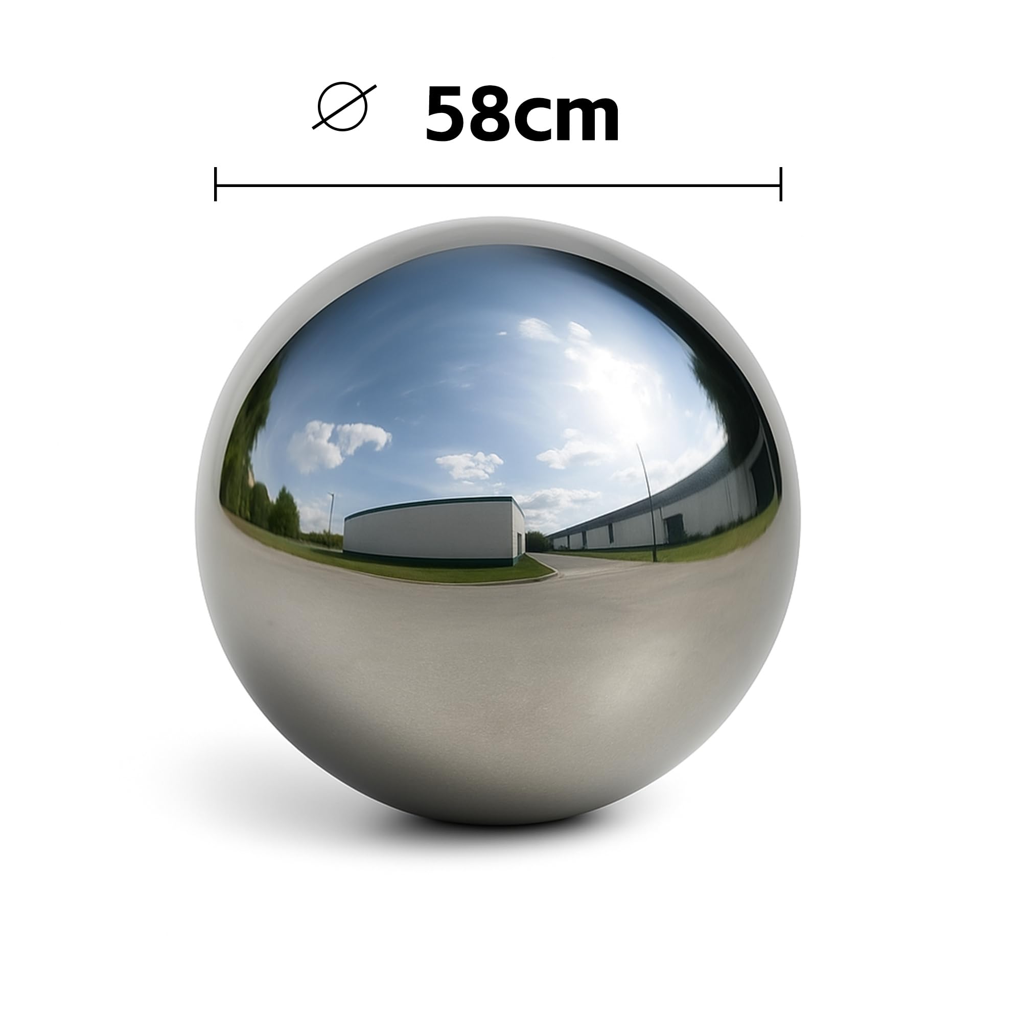 Köhko Bola de jardín de 3 – 150 cm (tamaño 58 cm) Pulida, de Acero Inoxidable, Bola Decorativa, tamaño 58 cm