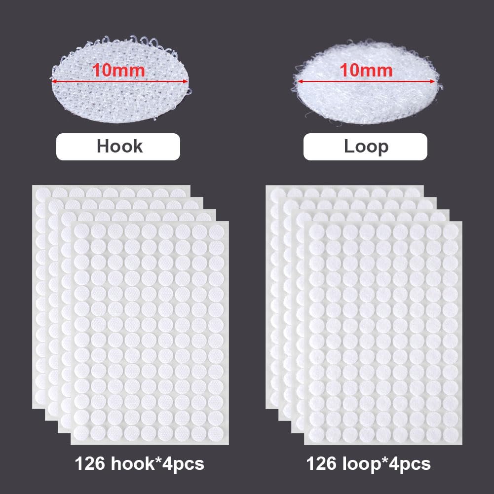 Ainiv 504 Pairs Self-Adhesive Hook and Loop Dots, Double-Sided Adhesive