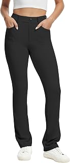 VIMPEP Women's Stretchy Yoga Dress Pants High Rise Straight Leg with Pockets