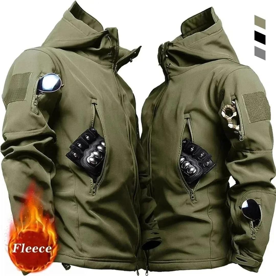 Men's Winter Fleece Jacket Waterproof Fishing Hiking Hooded Hunting Thermal Camping Warm Coat