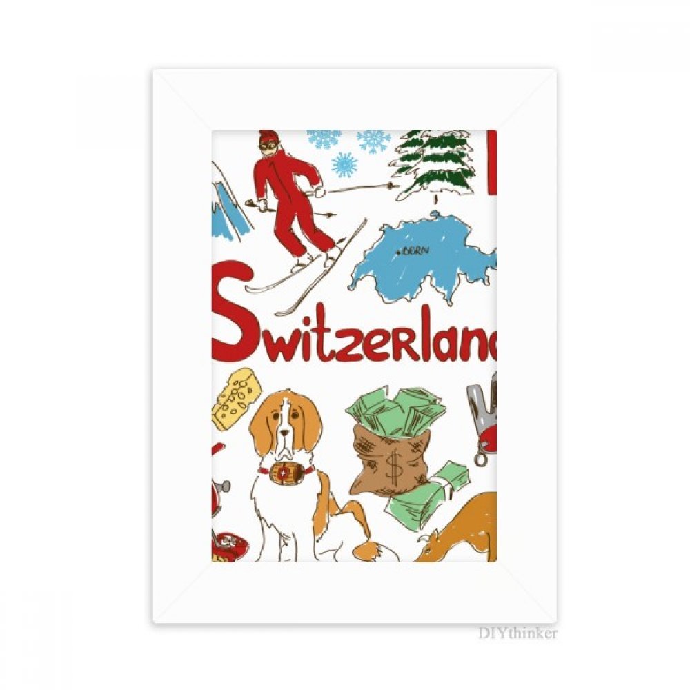 Cadre photo Suisse paysage drapeau blanc 5x7 pouces pour bureau et decoration de maison