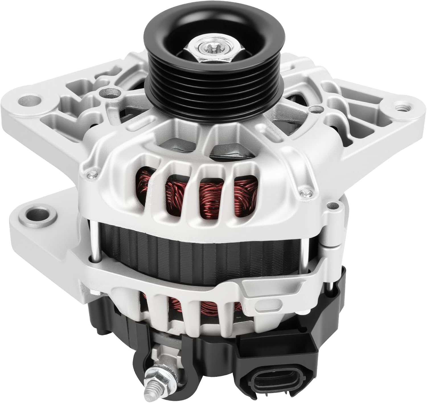 New Alternator for Hyundai Accent L4 1.6L 2012-2013-2014-2015-2016-2017,for Hyundai Veloster L4 1.6L 2012-2017,for Kia Rio L4 1.6L 2012-2013 High Output 90Amp Alternator 2608483 2616741 37300-2B300