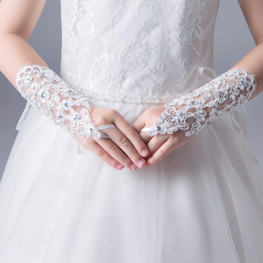 LeJulyeekay Flower Girls Gloves Pageant Lace Wrist Length Lace Wedding Dress Gloves 5-12Yrs : Clothing, Shoes & Jewelry