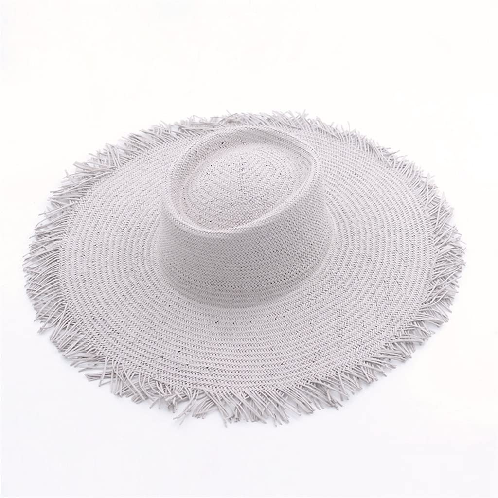 Visera para el Sol con borlas, Sombreros de ala Ancha para Mujer, Flecos, sombrilla Salvaje, Ribete Plano, Sombrero Grande, Turismo en la Playa