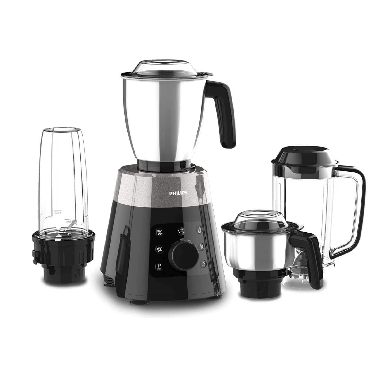 PHILIPS HL7777/00 Mixer Grinder, 750W, 4 Jars, Smart One-Touch Mode, 50%* Reduction in sound power, Digital Interface, Intelli-speed Technology for Pre-Set cooking, Soft Sound Technology, Metallic Silver and Bold Black, Large-image-33