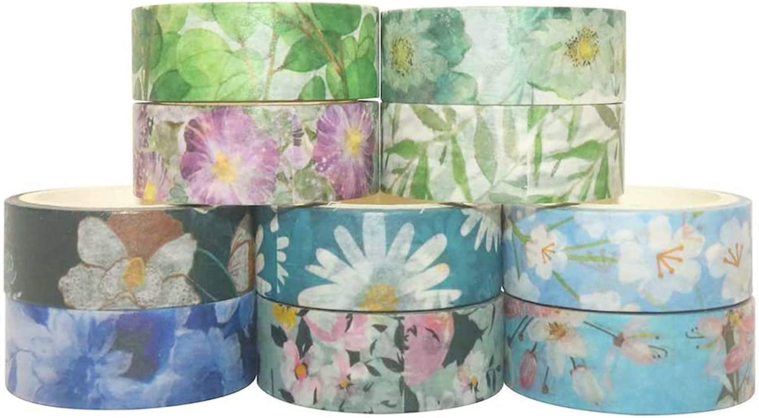 YUBX Fleur Washi Tape Ruban Adhésif Papier Décoratif Masking Tape Pour Scrapbooking Artisanat De Bricolage (Warm Tone) | Votre Wishlist Sur