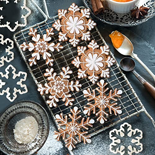 Qfeley 4 Pack Snowflake Cookie Cutters 3Inch Snowflake Fondant Press Cookie Cutters Plastic Snowflake Shaped Decorating Fondant Mold Cookie Cutters For Christmas Winter Holiday #TOP4