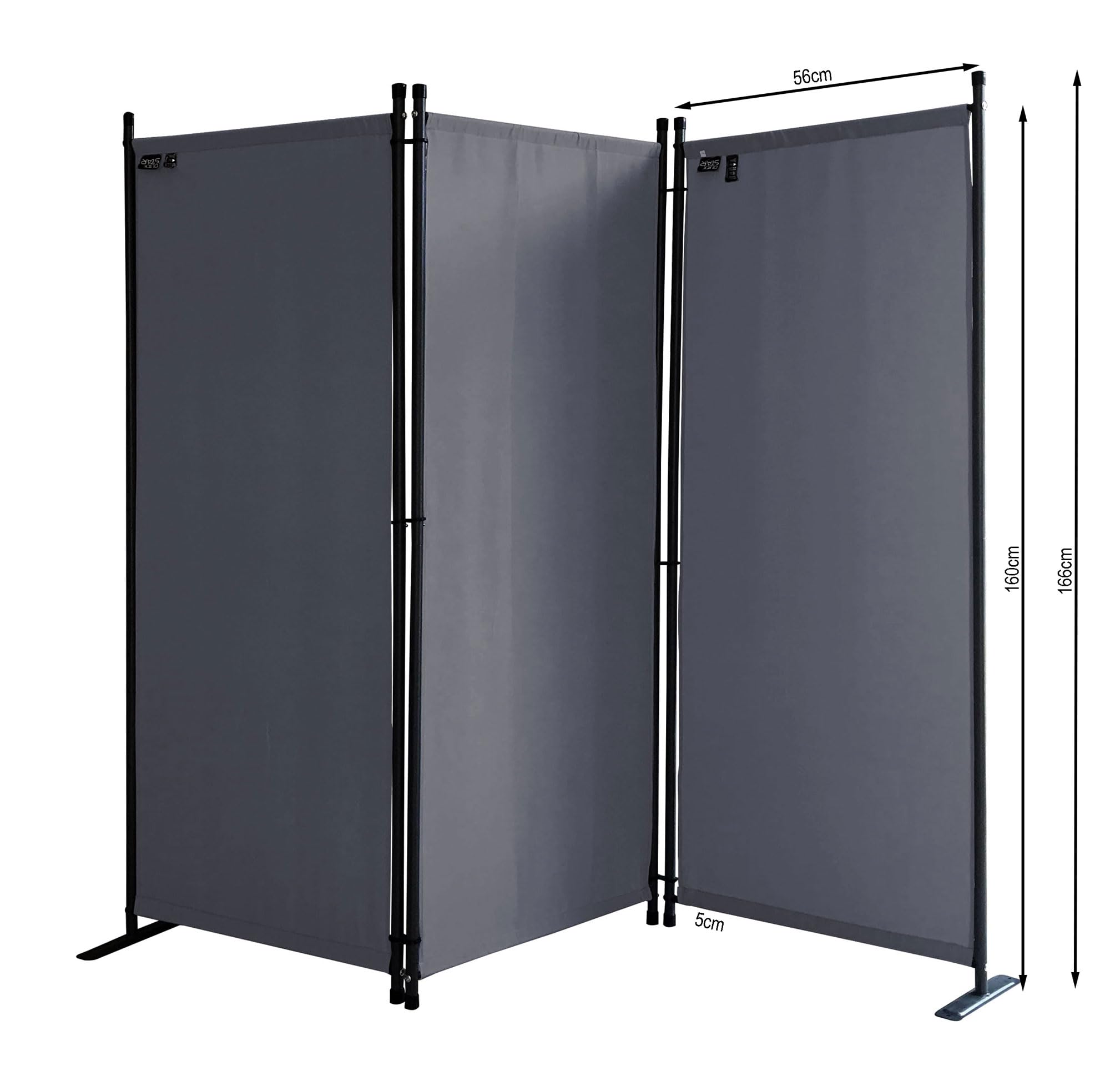 QUICK STAR Paravent 6-delig 340x165cm stof kamerverdeler tuin scheidingswand balkon ondoorzichtig wand opvouwbaar robijnrood