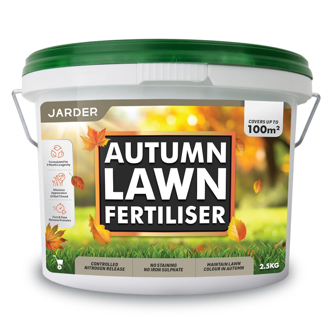 Jarder Lawn Feed Fertiliser for Autumn 2.5KG - Protects against Red Thread - Boosts Grass Growth, Colour and Strength - Covers 100m2