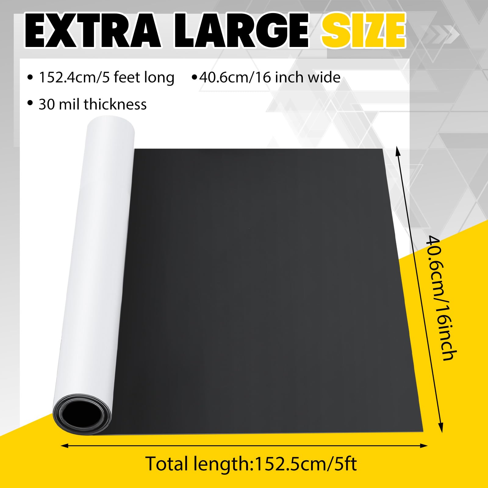 Relaxweex 16 Inch x 5 ft Extra Large Adhesive Magnetic Sheet Roll Not Printable Adhesive Backing Cut and Customize Flexible Sheets Blank White Surface Magnetic Sign for Craft Photo Craft Office