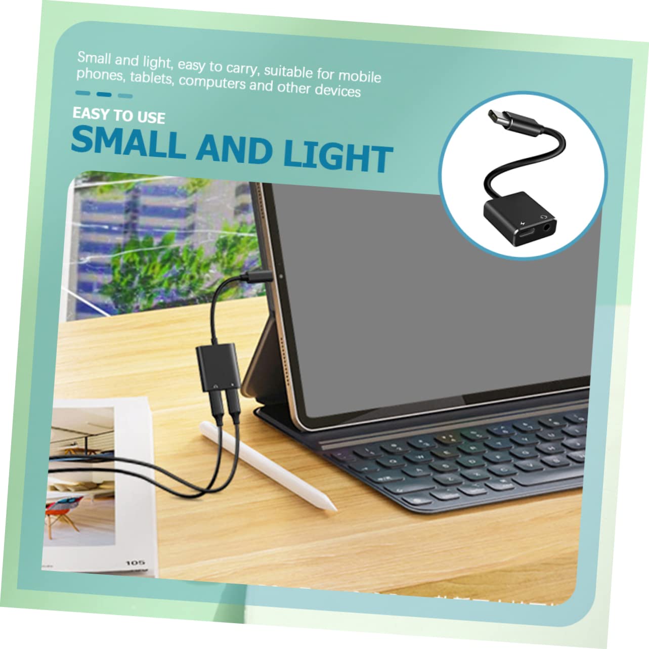 Mikikit 5pezzi Usb c Jack Adattatore Audio Convertitore Splitter Per Cuffie e Microfono Design Compatto e Compatibile Smartphone e Laptop