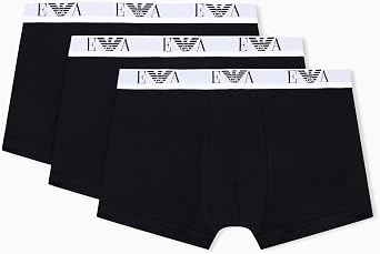 Emporio Armani Mens Bold Monogram 3 Pack Trunk, Black, Large