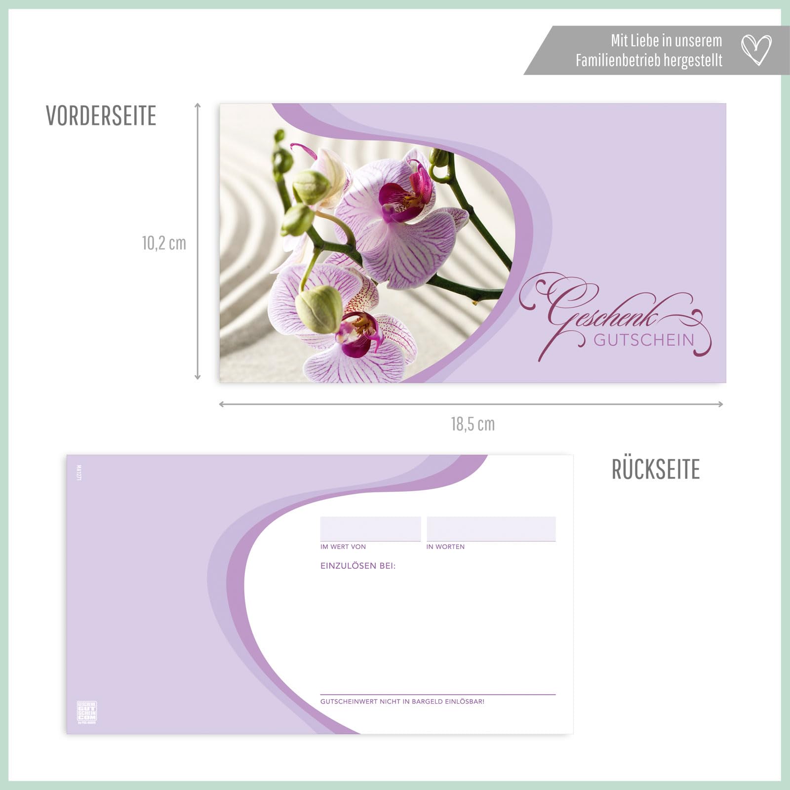 GESCHENKGUTSCHEINcom Gutschein-Set - 50 Gutscheine mit Umschlag & Schleife für Kosmetiksalon Kosmetik Wellness Spa Massageinstitute