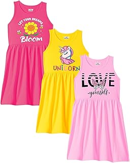 Kuchipoo Girls Regular Fit Cotton Frocks - Pack of 3 Price In India