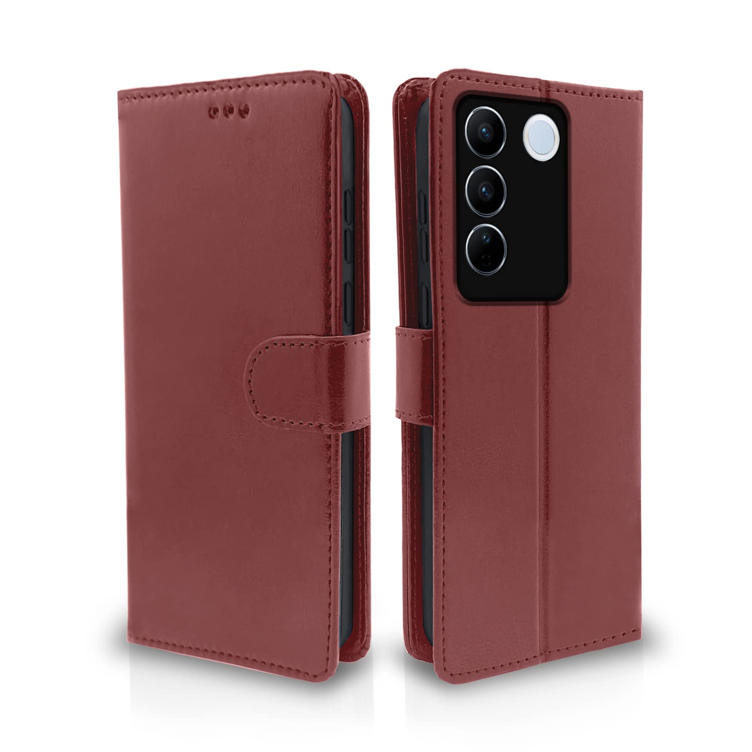 Pikkme Vivo V27 / V27 Pro 5G Flip Cover Leather Finish | Inside TPU with Card Pockets | Wallet Stand and Shock Proof | Complete Protection Flip Case (Brown) (B0BZSG974C) Amazon Price History, Amazon Price Tracker